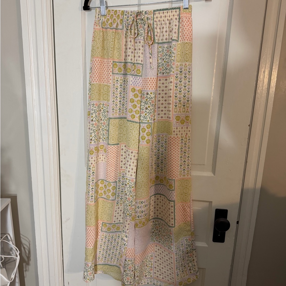 See You Monday Pastel Patchwork Maxi Skirt in Pink and Green